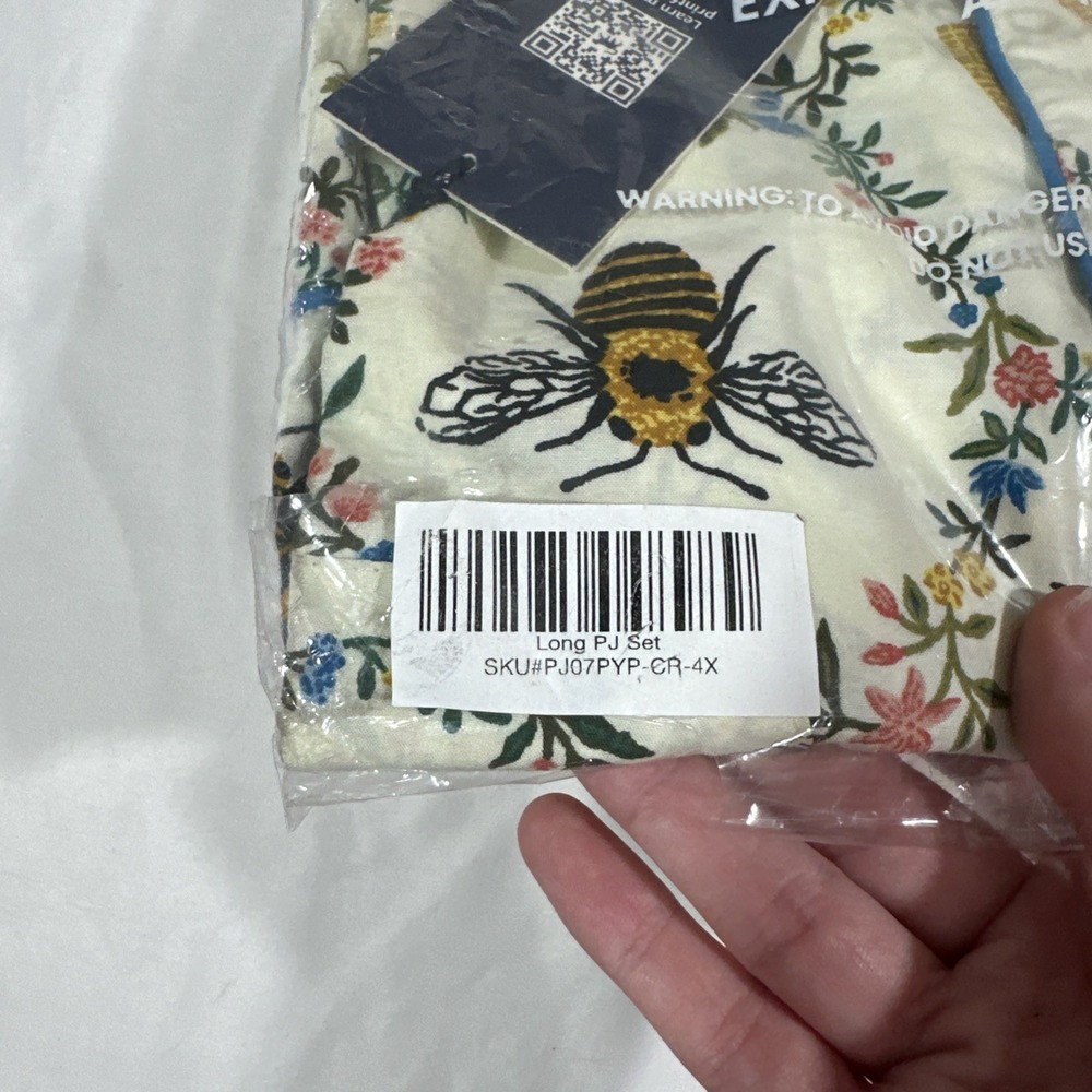 NWT $168 PRINTFRESH [ 4X ] 100% Organic Cotton Long PJ Set in Sweet Bee U1877 - Picture 9 of 11
